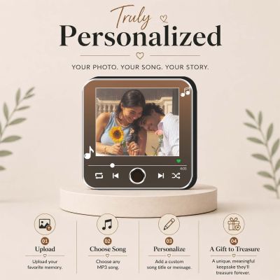 Personalized Music Player Photo Fridge Magnet with Song Birthday Gift for Girlfriend & Wife Memory Photo Fridge Magnet for Couples